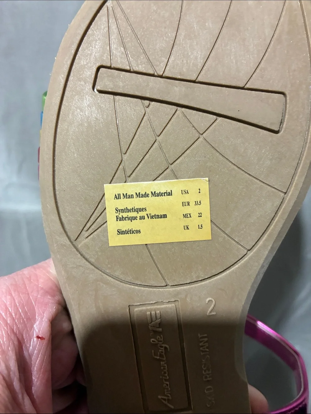 American Eagle Girls Metallic Pink Rainbow Strap Sandals
